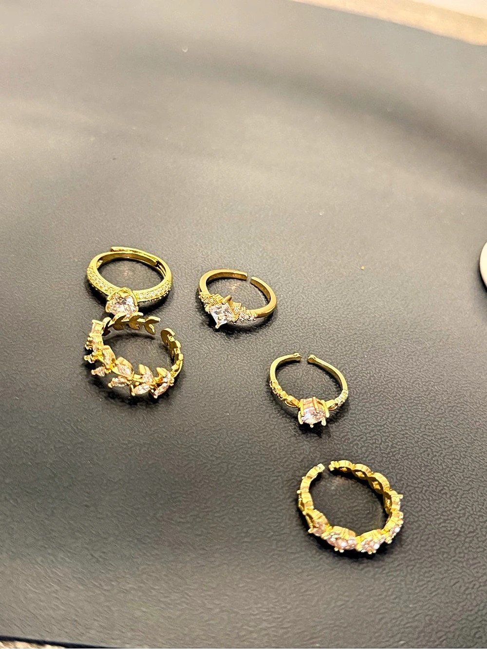 Stainless steel Gold & Pink Statement Ring Set
